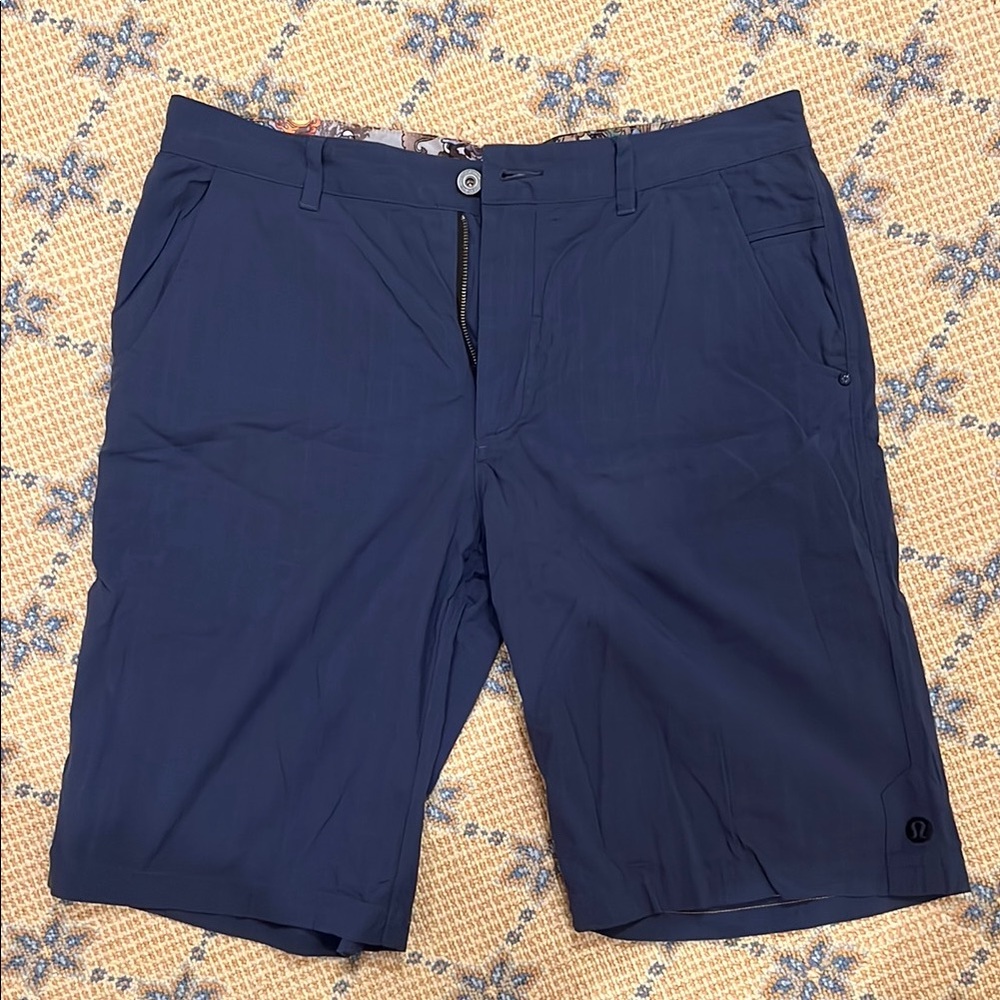 Lululemon Athletica Blue Flat Front Shorts